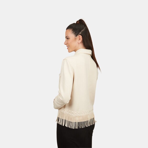 Giacca da donna con frange, Bianco