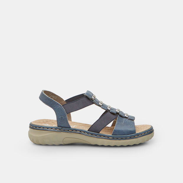 Sandalo da donna in pelle Rieker, Blu