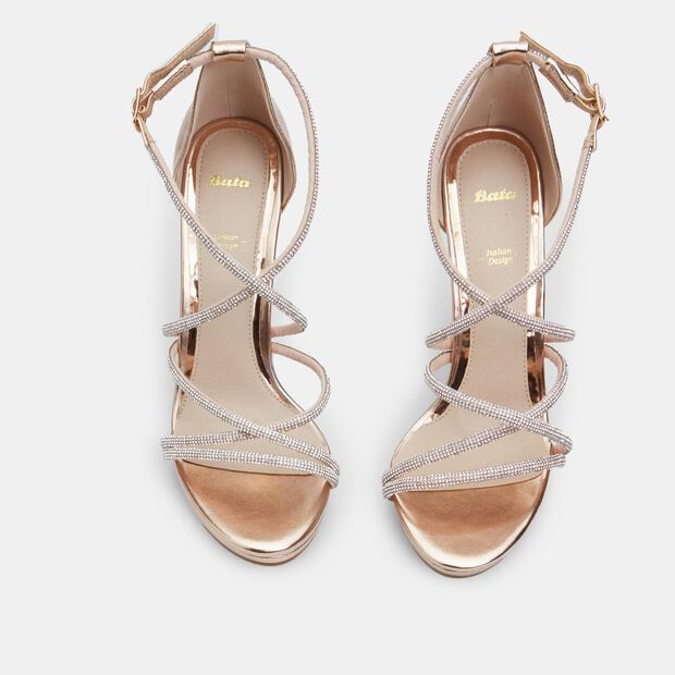 Sandalo da donna con tacco 11 cm BATA, Oro