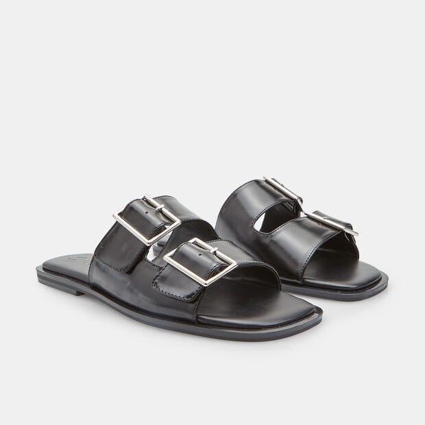 Sandali flat da donna con doppia fascia con fibbia Bata, 