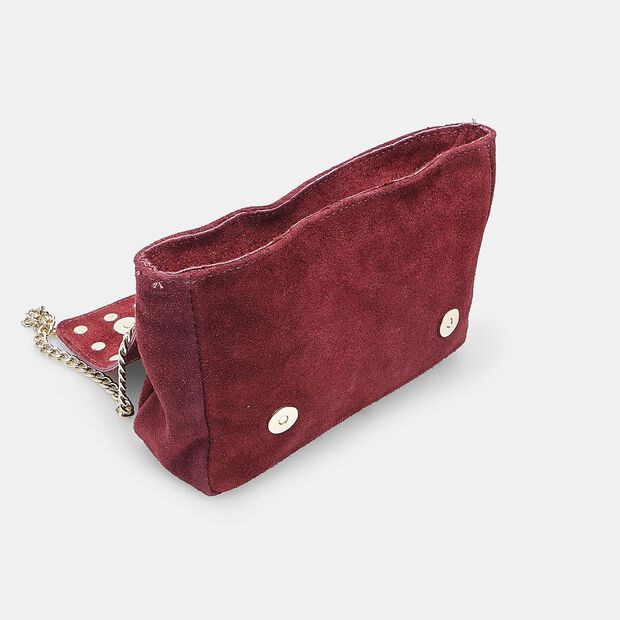 Borsa crossbody da donna in suede con borchie Bata, Bordeaux