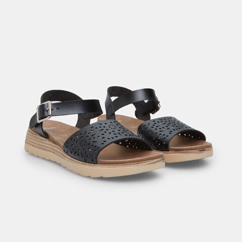 Sandalo da donna con zeppa 3,5 cm, Nero