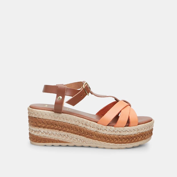 Sandali da donna in pelle con platform BATA, Marrone