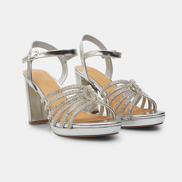 Sandalo da donna con platform BATA, Argento