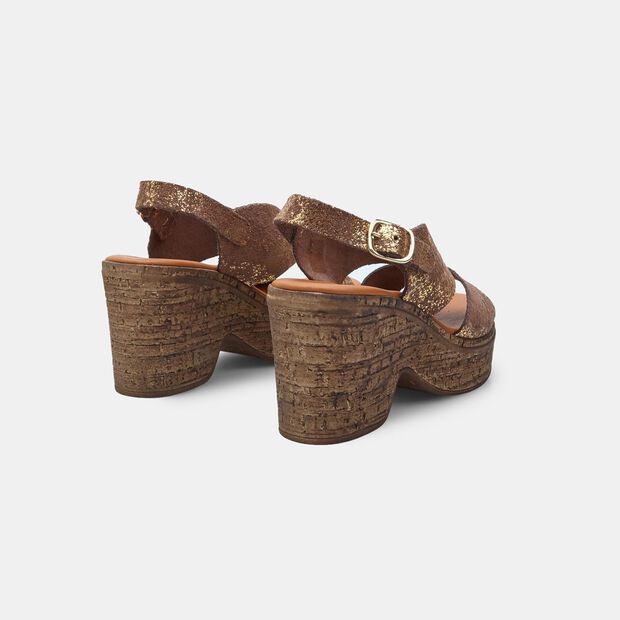 Sandali da donna in nubuck con zeppa BATA, Marrone