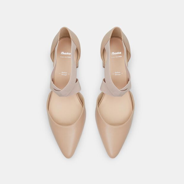 D&eacute;collet&eacute; da donna in pelle con tacco BATA, Beige
