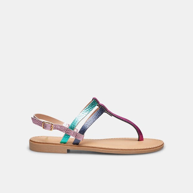 Sandali infradito in pelle multicolor, Multicolor