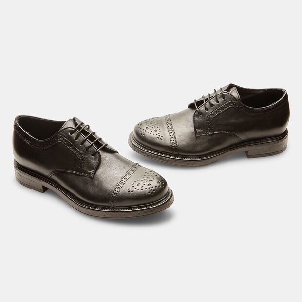 Scarpe stringate da uomo in pelle, Nero