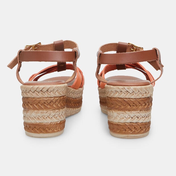 Sandali da donna in pelle con platform BATA, Marrone