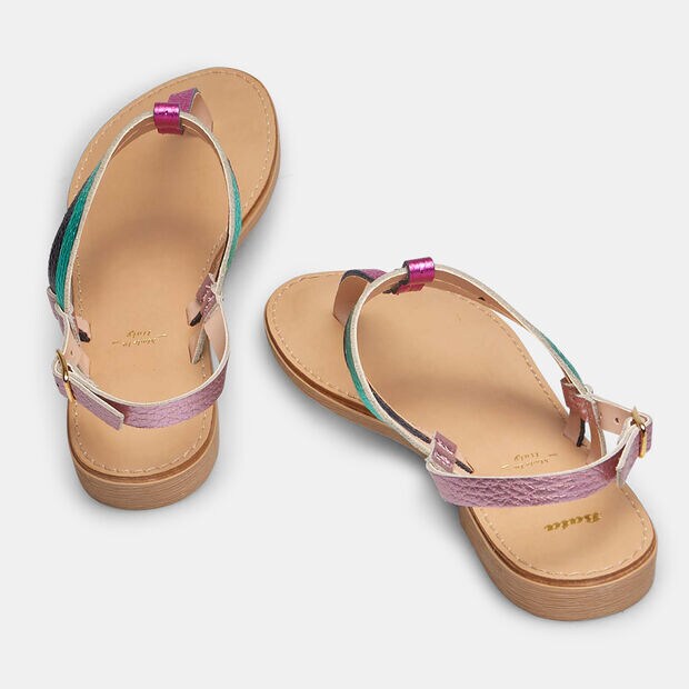 Sandali infradito in pelle multicolor, Multicolor