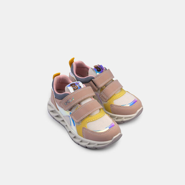 Sneakers bambina in suede, Rosa
