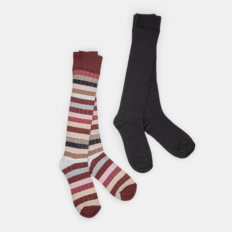 Due paia di calzini lunghi da donna in cotone Bata, Multicolor