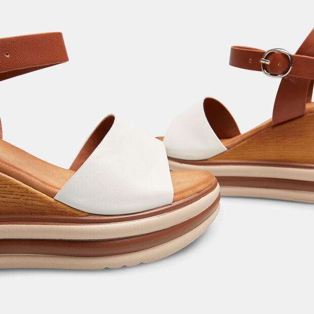 Sandali da donna con zeppa, Bianco