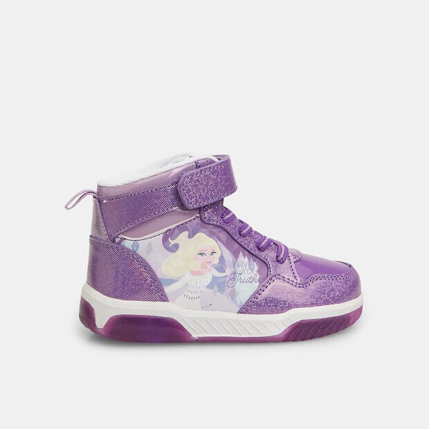 Sneakers da bambina primi passi alta con lucine Frozen, Viola
