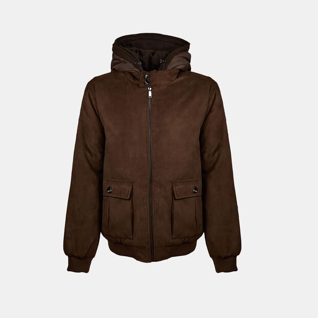 Bomber da uomo con cappuccio, Marrone