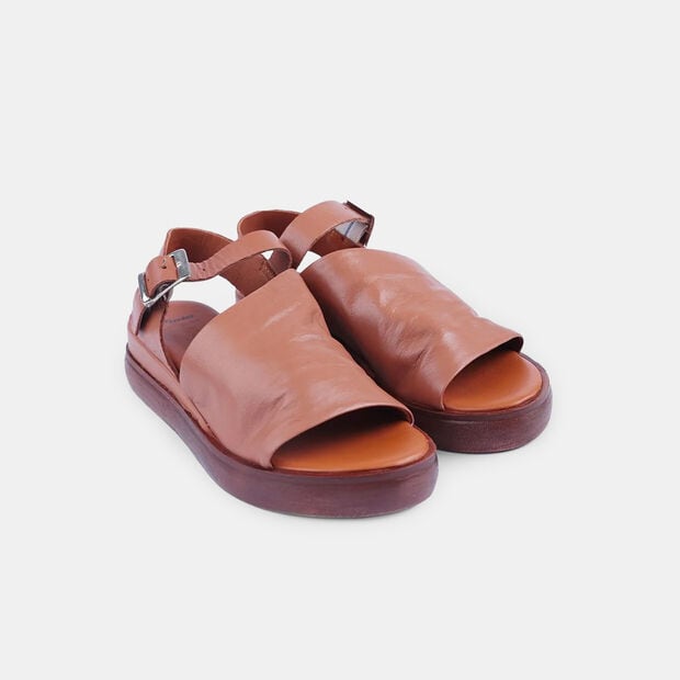 Sandali in pelle da donna con tacco BATA, Marrone