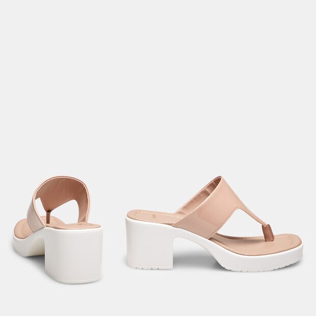 Sandali infradito con tacco midi, Rosa
