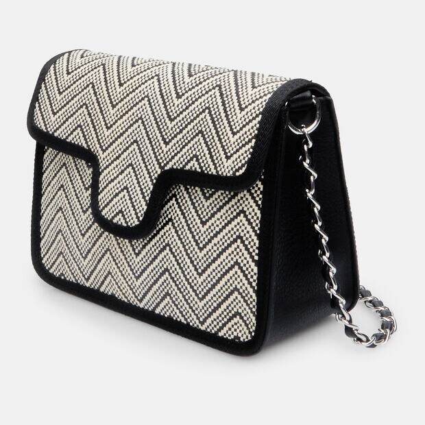 Crossbody da donna in rafia, Nero