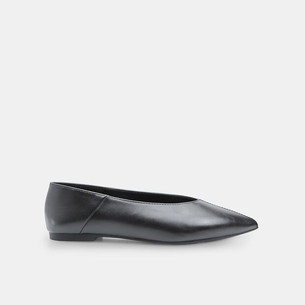 Ballerina flat da donna con punta con cucitura a vista, Nero