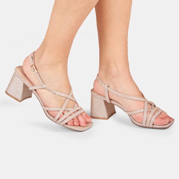 Sandalo da donna con tacco 6 cm BATA, Oro