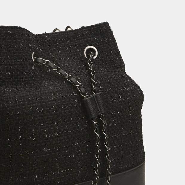 Borsa bucket da donna in tweed , Nero