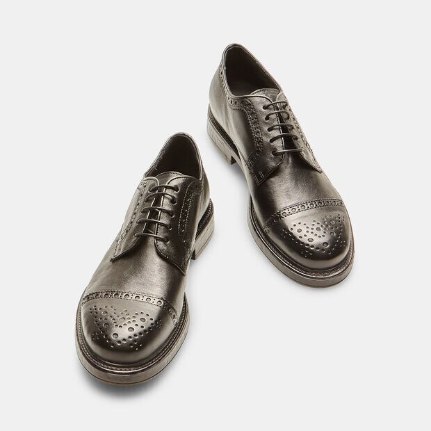 Scarpe stringate da uomo in pelle, Nero