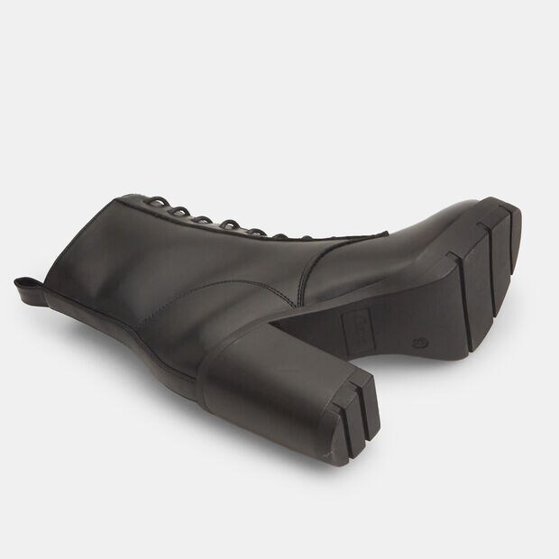 Stivaletti stringati da donna con tacco 9 cm, Nero