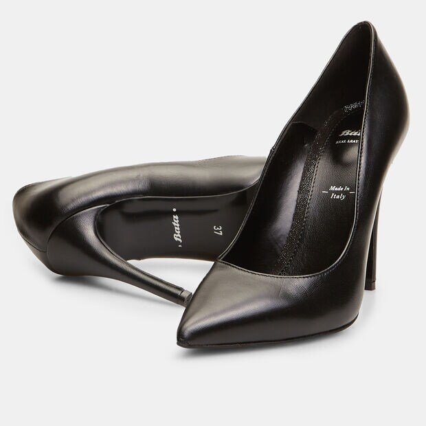 D&eacute;collet&eacute; a punta con tacco stiletto, Nero
