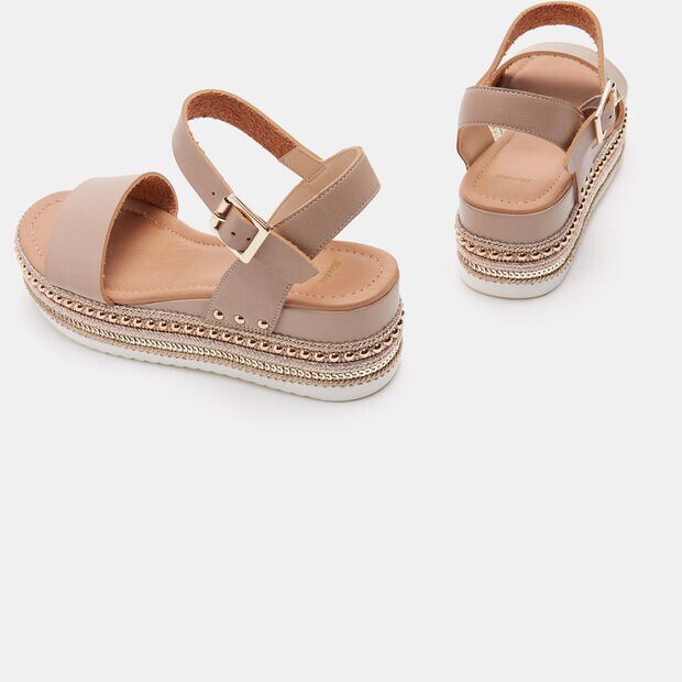 Sandali da donna con platform 5,5 cm, Nude