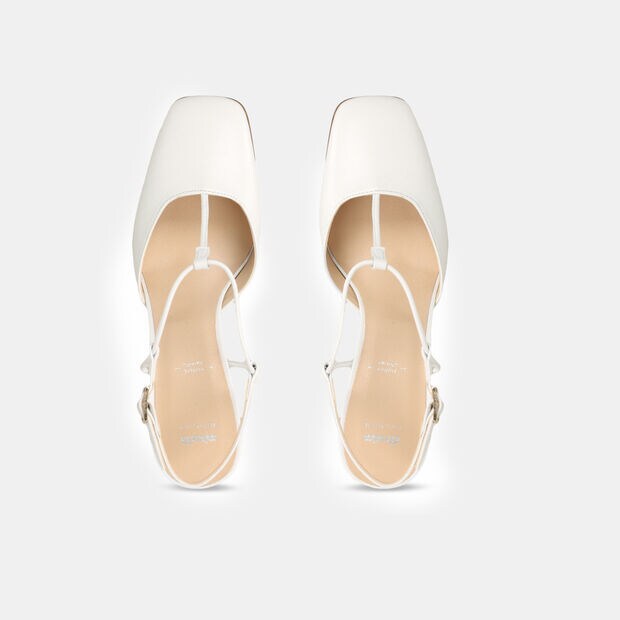 Slingback da donna in pelle, Bianco