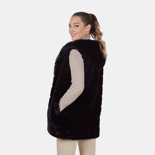 Gilet in eco-pelliccia da donna , Nero