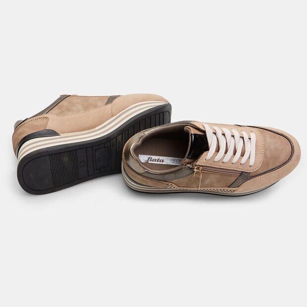 Sneaker donna con suola platform e zip laterale, 
