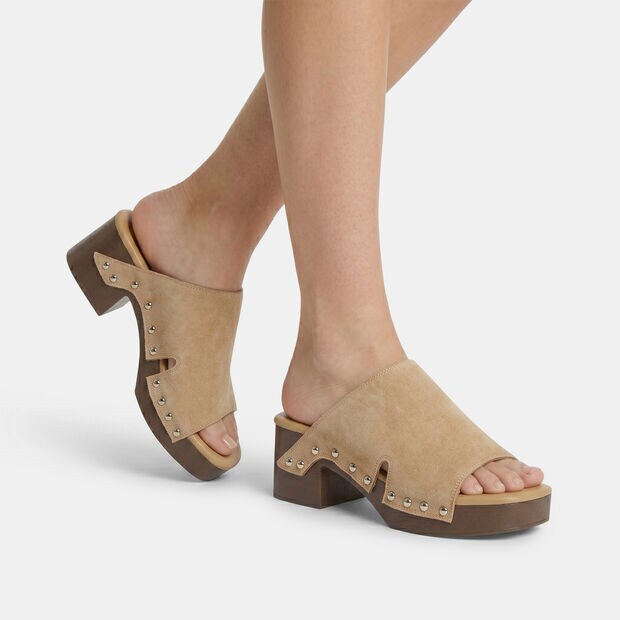Mule da donna con tacco e fascia Bata, Tan
