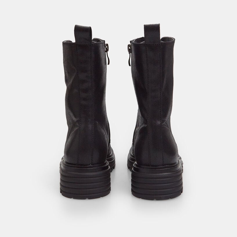 Stivaletti Vionic Lani II Donna – Pelle Nera Con Lacci, Tacco Basso, Chiusura Zip