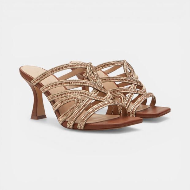 Mules da donna con tacco 8 cm BATA, Oro