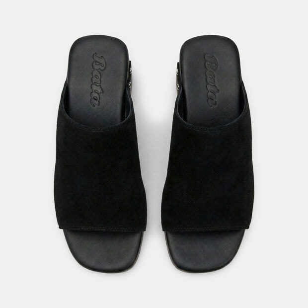 Mule da donna con tacco e fascia Bata, Nero