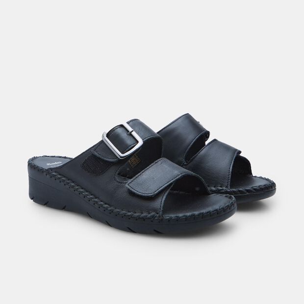 Slipper da donna in pelle, Nero