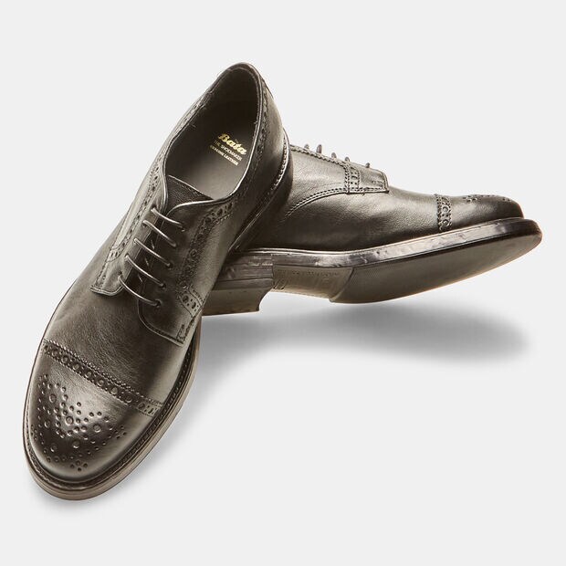 Scarpe stringate da uomo in pelle, Nero