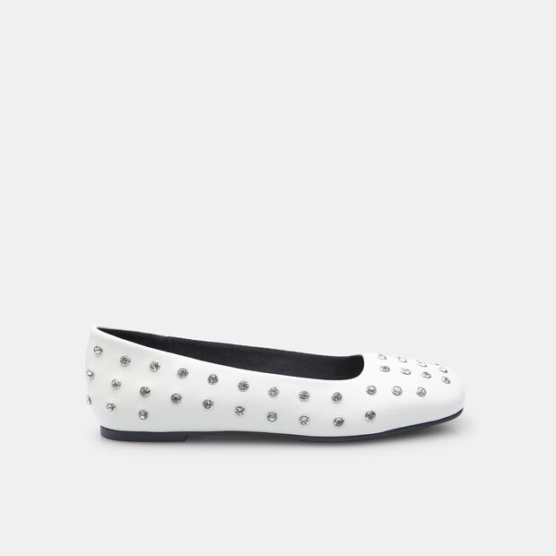 Ballerine BATA Red Label con borchie strass, Bianco