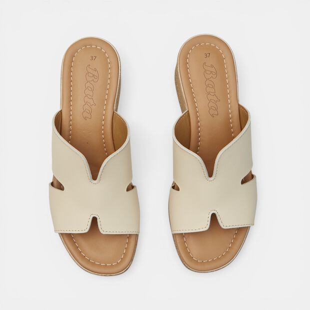Sandalo da donna con zeppa e fascia Bata, Bianco