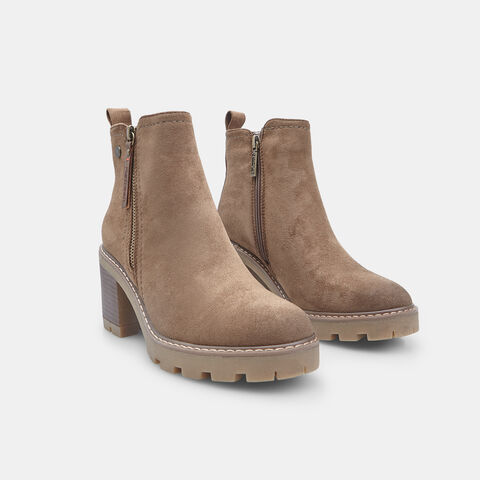 Stivaletto da donna con tacco e zip Refresh, Marrone