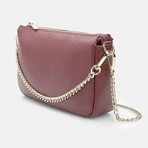 Crossbody da donna in pelle, Bordeaux