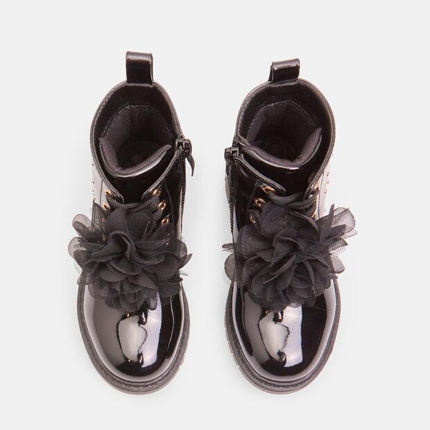 Ankle boot da bambina Bubblegummers con cuori e accessorio removibile, Nero
