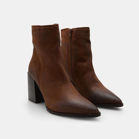 Stivaletto da donna in pelle con tacco BATA, Marrone