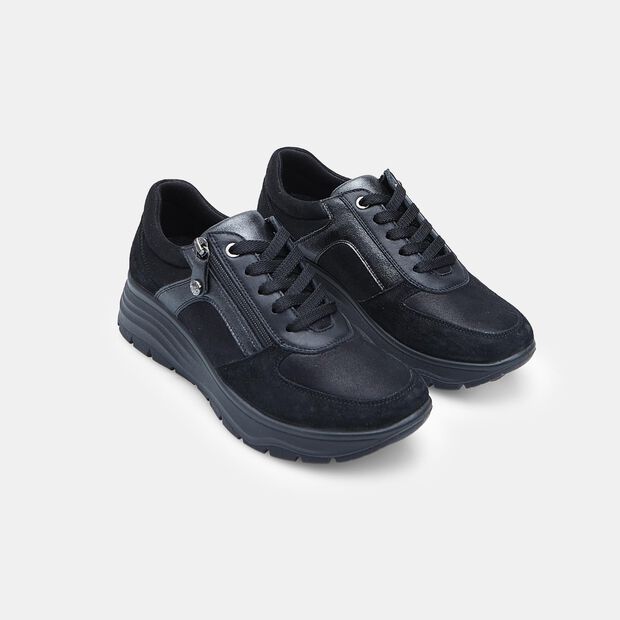 Scarpa stringata in suede con zip da donna Bata, Nero