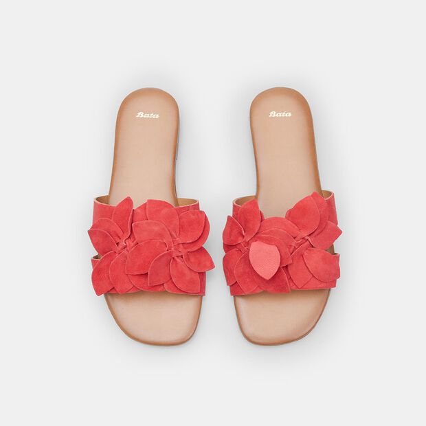 Ciabattina da donna con decoro fiore BATA, Rossa