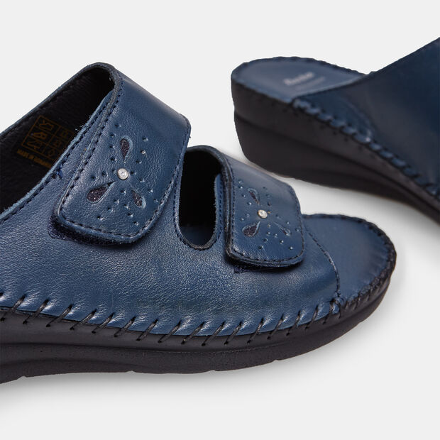 Ciabatte comfort con strappo, Blu