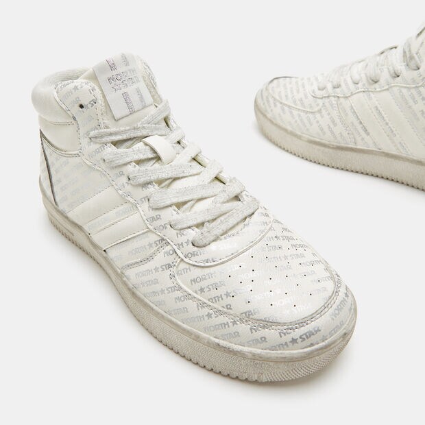 Sneaker platform effetto used, Bianco