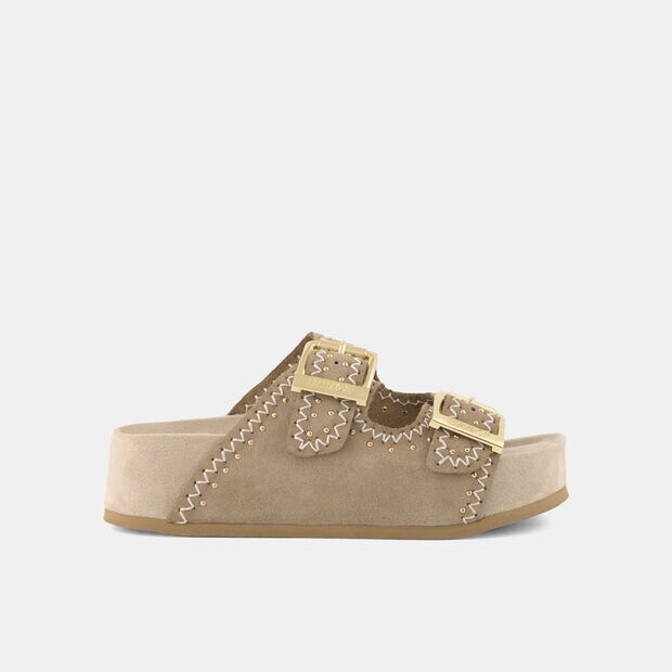 Sandalo da donna in suede con platform Colors of California, Beige