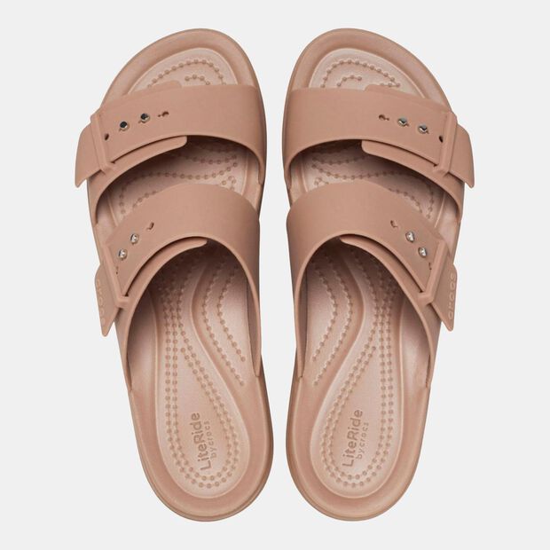Ciabatte da donna Crocs Brooklyn Sandal Low Wedge, Marrone